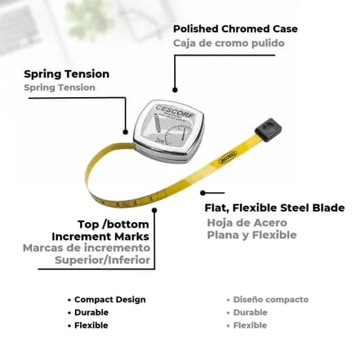 Cescorf Anthropometric Tape Measure 2m (6.56 ft) | ISAK Approved for Accurate Body Measurements thumbnail 5