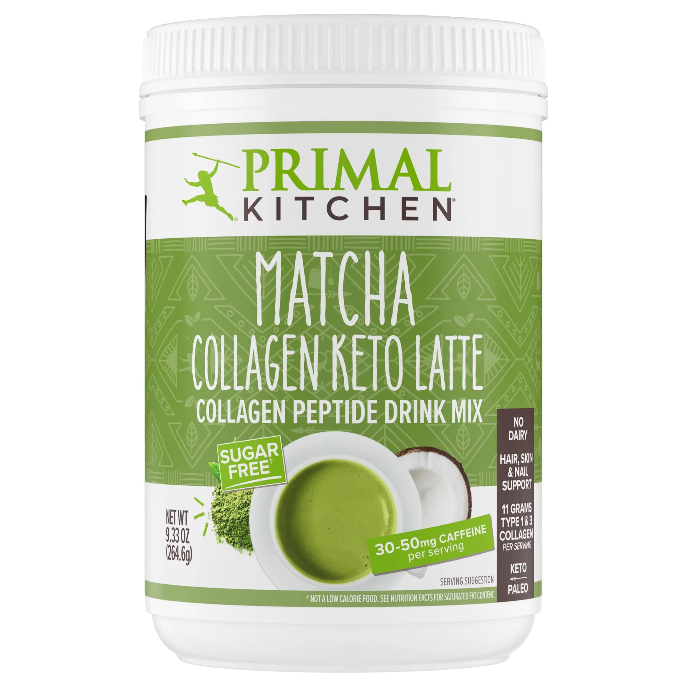 Primal Kitchen Vanilla Collagen Fuel Drink Mix 14.4 oz (408g) | 11g Collagen Peptides Per Serving — Matcha / 9.33 Ounce
