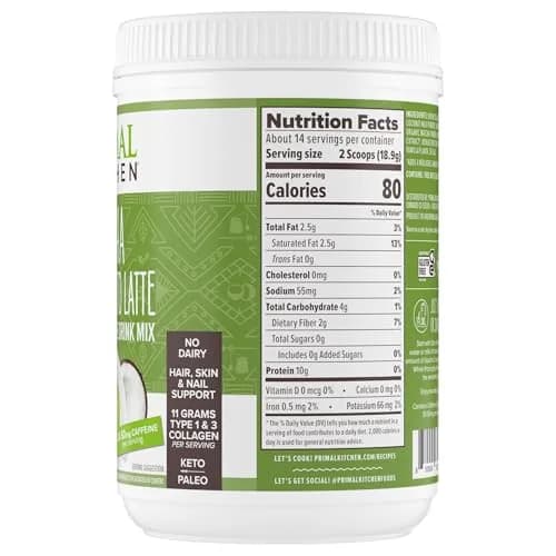 Primal Kitchen Matcha Collagen Keto Latte Powder 265g (9.33 Oz) | Sugar-Free Keto Supplement for Hair, Skin & Nails thumbnail 8