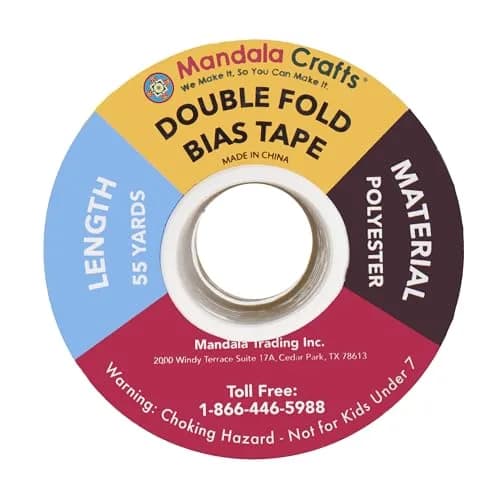Mandala Crafts 55 Yds 1/2 Inch Black Double Fold Bias Tape for Sewing | Heavy Duty, Washable, Perfect for Garments & Home Decor thumbnail 9
