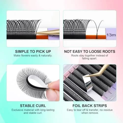 NAGARAKU YY Lash Extensions 0.07 C Curl 8-15mm Mix | Premade 4D Russian Volume Fans thumbnail 4