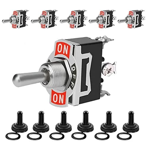 MUZHI 12V Toggle Switch 6 Pack | Heavy Duty 15A/20A SPDT Waterproof Rocker Switch for Marine and Industrial Use thumbnail 1