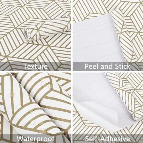 WENMER Geometric Hexagon Wallpaper 45cm x 300cm (17.7" x 118") | Self-Adhesive, Waterproof, Removable Wall Paper Roll thumbnail 4