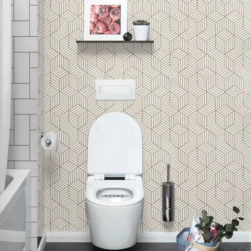 WENMER Geometric Hexagon Wallpaper 45cm x 300cm (17.7" x 118") | Self-Adhesive, Waterproof, Removable Wall Paper Roll thumbnail 7