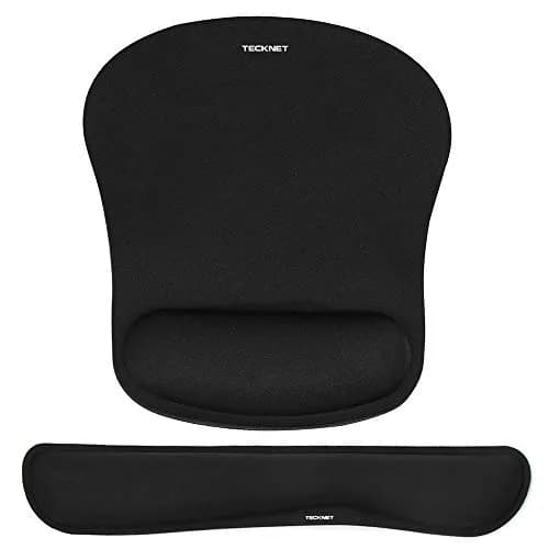 TECKNET Ergonomic Mouse Pad and Keyboard Wrist Rest Set with Wrist Support, Black | Memory Foam Cushion for Pain Relief thumbnail 1
