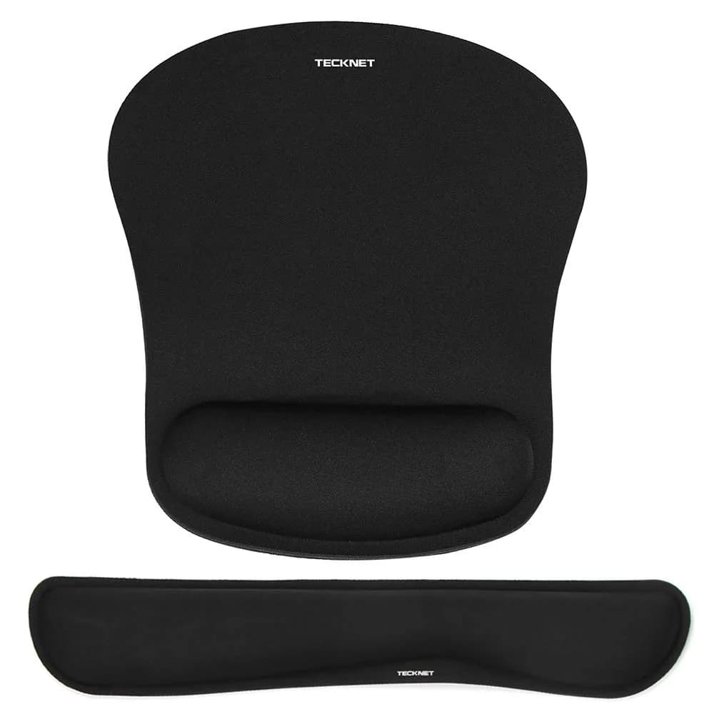 TECKNET Ergonomic Mouse Pad and Keyboard Wrist Rest Set with Wrist Support, Black | Memory Foam Cushion for Pain Relief - main product image