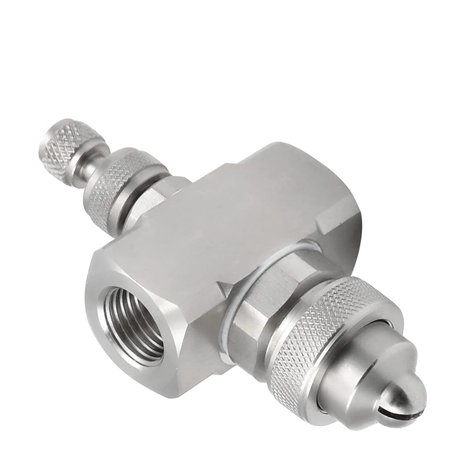 MroMax 1/4" BSP Female Thread Air Atomizing Mist Nozzle 70 Degree Round Spray | Stainless Steel — Siphon Fan-Shape Tip