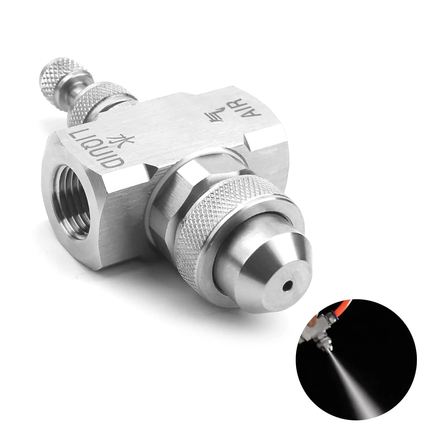 MroMax Air Atomizing Nozzle 1/4 BSPT Female Thread 30 Degree Solid Cone | Precision Misting Spray Tip - main product image