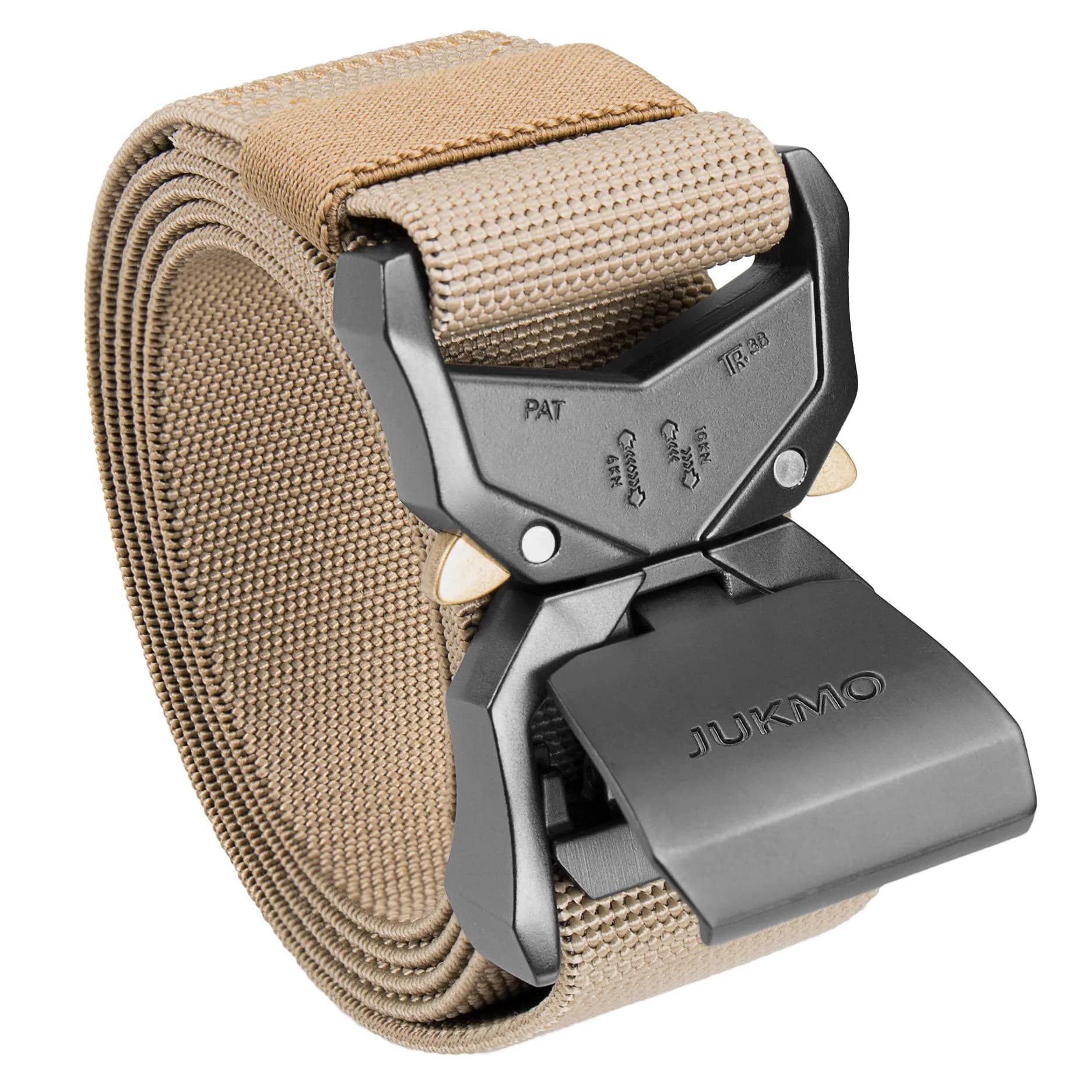JUKMO Tactical Belt Coyote 3.8cm (1.5") | Heavy Duty Aluminum Alloy Buckle & Stretch Nylon Strap