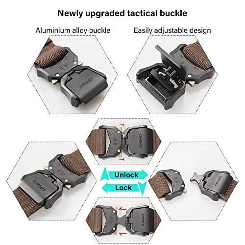 JUKMO Tactical Belt with Quick Release Buckle, 1.5" (3.8cm) Stretch Nylon, Large (Waist 42"-46") | Military Hiking Work Belt thumbnail 2