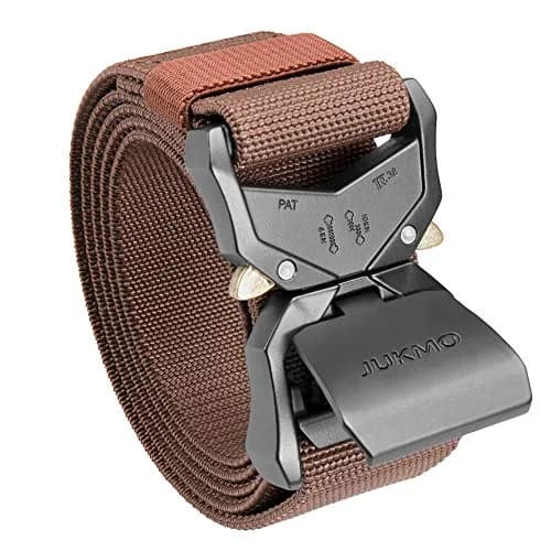 JUKMO Tactical Belt Coffee 3.8 cm (1.5") | Quick Release Aluminium Alloy Buckle & Stretch Nylon thumbnail 1
