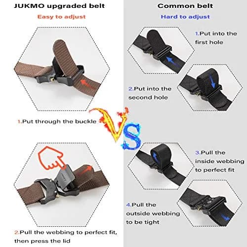 JUKMO Tactical Belt Coffee 3.8 cm (1.5") | Quick Release Aluminium Alloy Buckle & Stretch Nylon thumbnail 3
