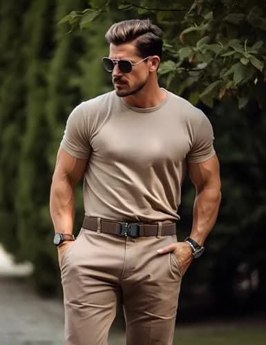 JUKMO Tactical Belt Coffee 3.8 cm (1.5") | Quick Release Aluminium Alloy Buckle & Stretch Nylon thumbnail 4
