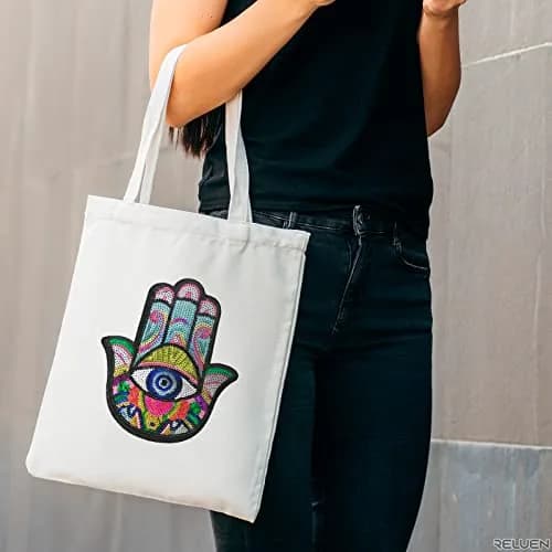 Reluen Evil Eye Iron On Patch Large Sequin Hamsa Hand Embroidered Badge 22cm (8.7in) x 19.5cm (7.7in) thumbnail 6
