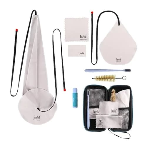 Imelod Saxophone Cleaning Kit with Case for Alto Tenor Clarinet Flute | 4pcs Cloth, Mouthpiece Brush, Dark Gray thumbnail 1