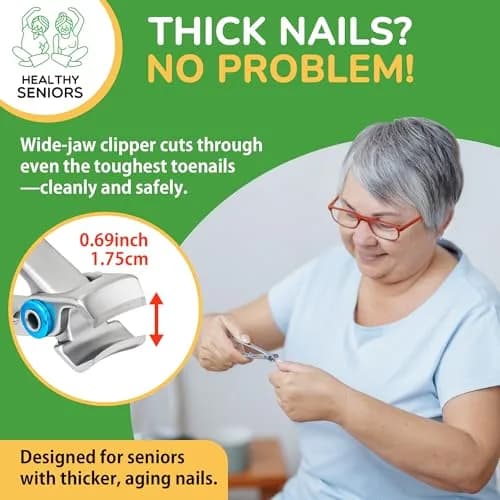 Healthy Seniors 360° Swivel Clipper Set for Diabetics and Weak Hands | Pain-Free Nail Care thumbnail 4