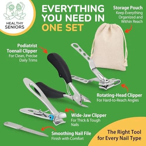 Healthy Seniors 360° Swivel Clipper Set for Diabetics and Weak Hands | Pain-Free Nail Care thumbnail 5