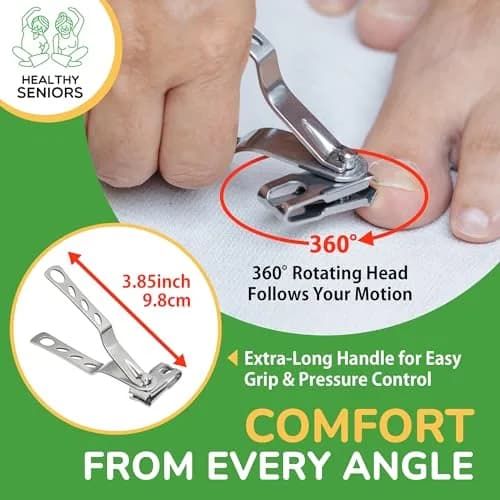 Healthy Seniors 360° Swivel Clipper Set for Diabetics and Weak Hands | Pain-Free Nail Care thumbnail 3