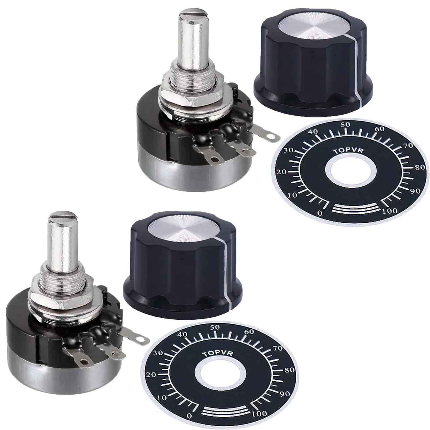 CenryKay RV24YN20S B102 1K Rotary Potentiometer with Knobs & Dials, 6mm Shaft, 20mm Length, 2-Pack | Precise Control for Audio & Circuits — RV24YN20S B102 1K