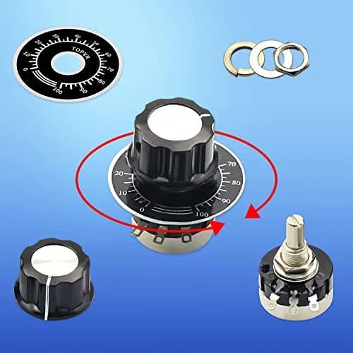 CenryKay RV24YN20S B102 1K Rotary Potentiometer with Knobs & Dials, 6mm Shaft, 20mm Length, 2-Pack | Precise Control for Audio & Circuits thumbnail 6