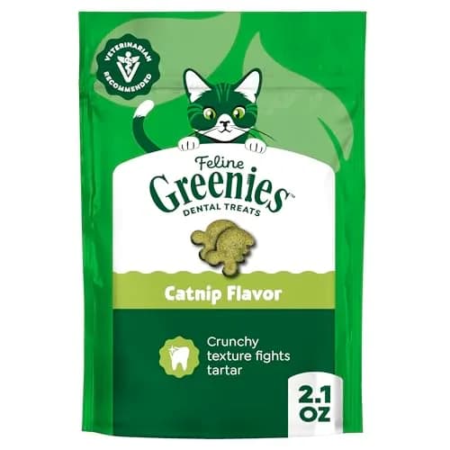Greenies Feline Natural Dental Cat Treats, Catnip Flavor, 2.1 oz (60 g) | #1 Vet-Recommended Oral Care thumbnail 1