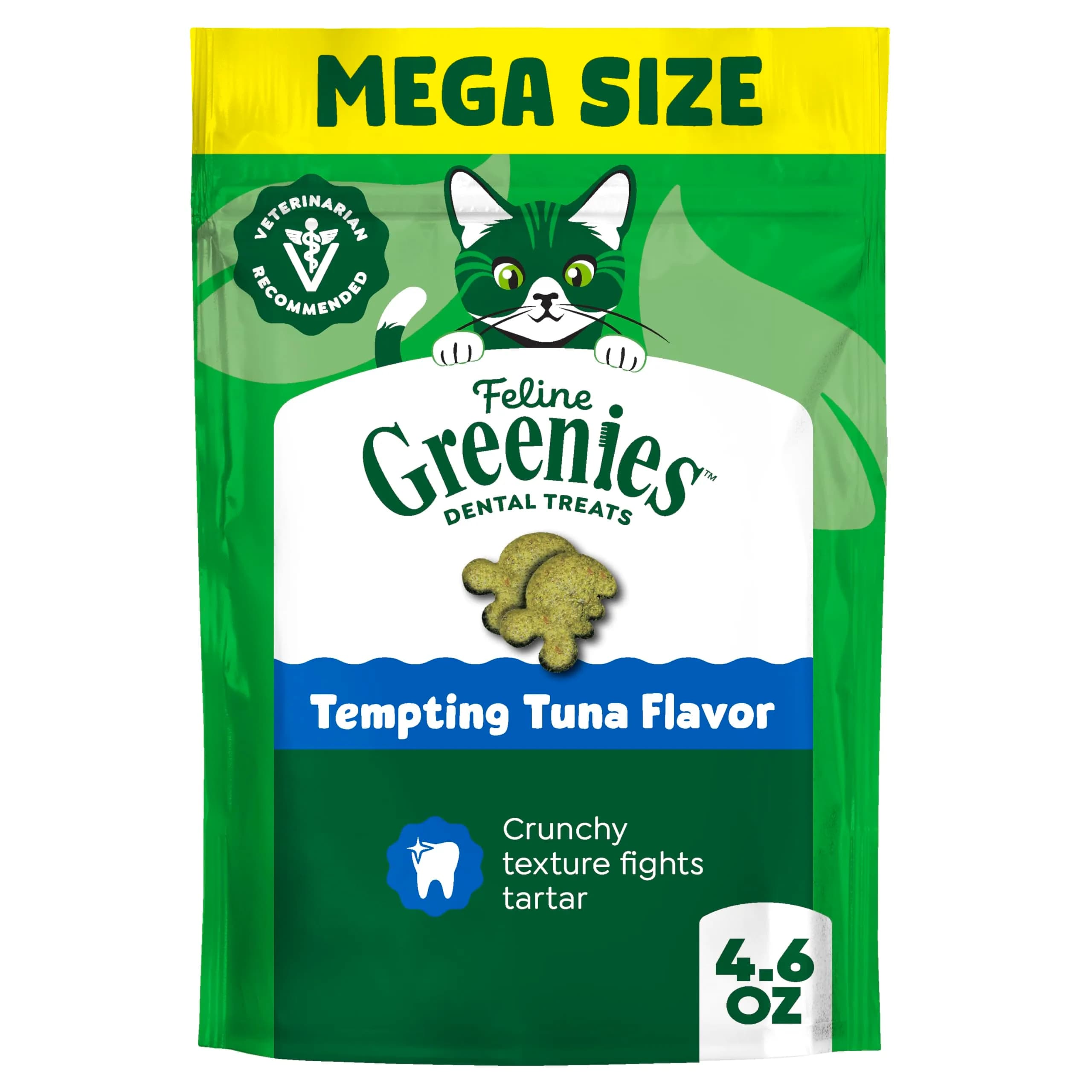 Greenies Feline Natural Dental Cat Treats, Tempting Tuna Flavor, 2.1 oz (60 g) | Vet-Recommended for Daily Dental Care — 4.6 Ounce