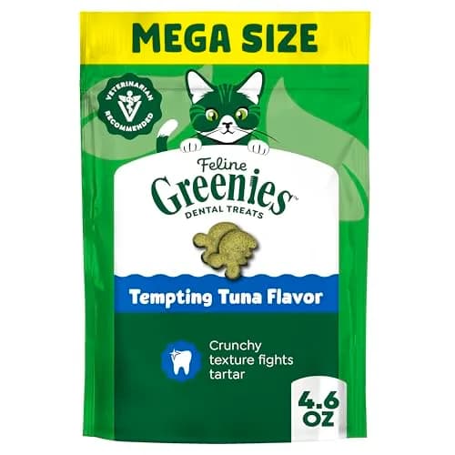 Greenies Feline Natural Dental Cat Treats, Tempting Tuna Flavor, 130.4 g (4.6 oz) | Vet-Recommended for Cat Dental Care thumbnail 1