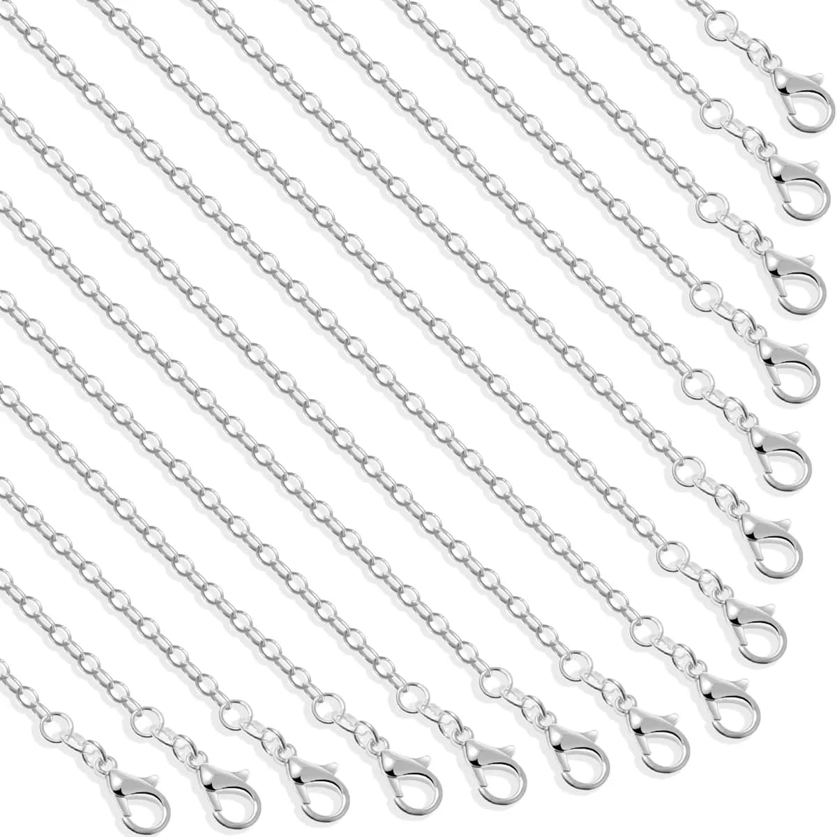Selizo 30 Pack Silver Plated Cable Necklace Chains 18 Inches (45.7 cm) | Jewelry Making Supplies — 22 Inches