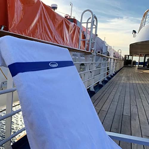 Cruise On Towel Bands for Cruise Chairs, 4 Pack, Blue | Flexible Latex Towel Holders for Beach & Pool thumbnail 2