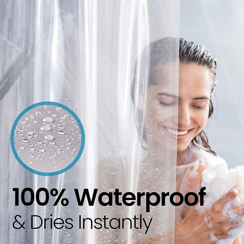 LiBa Shower Curtain PEVA 8G 72x72 Inch Waterproof White | Eco-Friendly Bathroom Accessory thumbnail 8