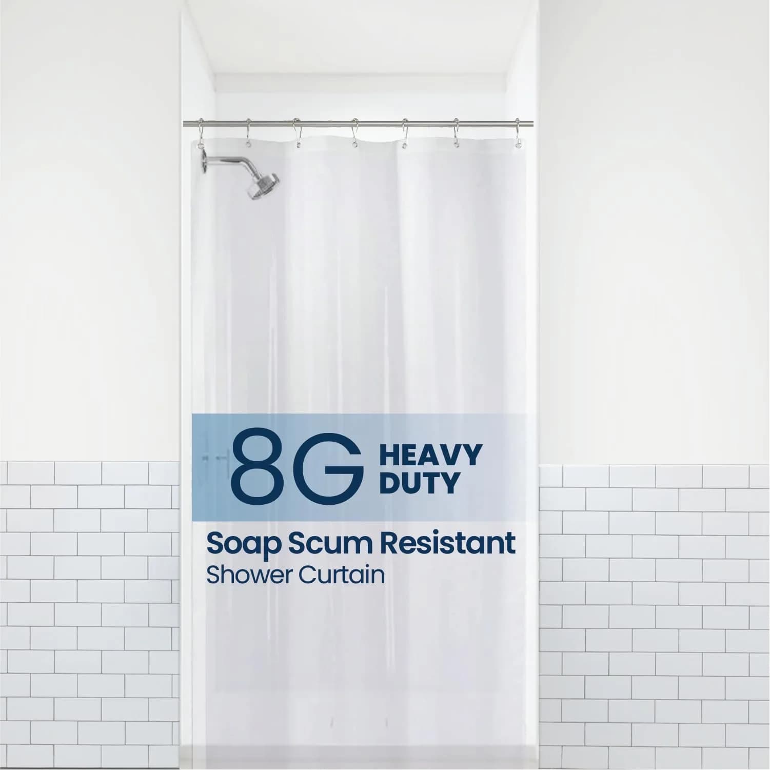LiBa Shower Curtain PEVA 8G 36x72 Inch Waterproof Clear | Water-Resistant Bathroom Essential - main product image