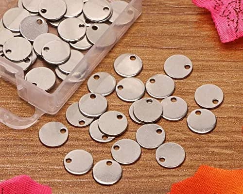 Shapenty Small Round Stainless Steel Flat Blank Stamping Tag Pendants 8MM | DIY Jewelry Charms thumbnail 3