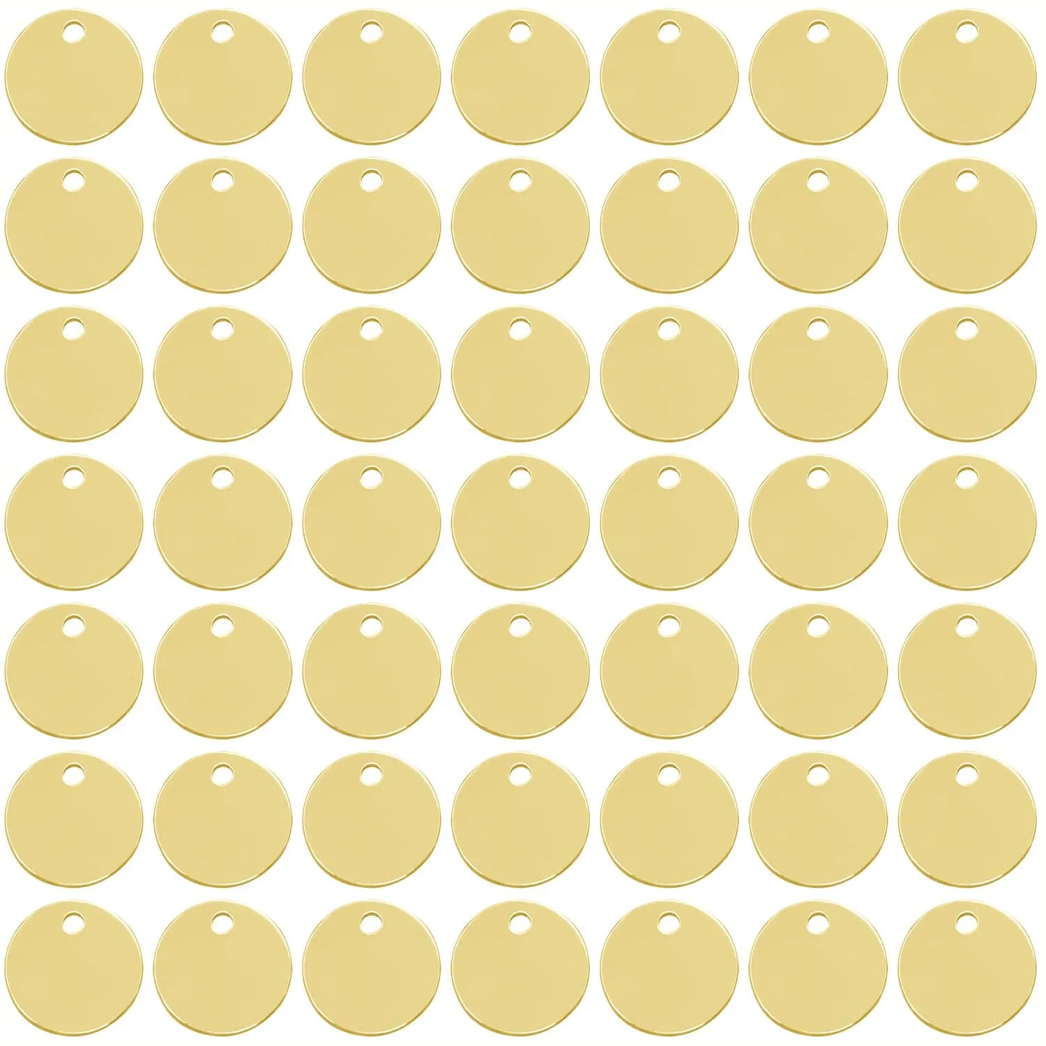 Shapenty 10mm Round Stainless Steel Stamping Tag Pendants, 50PCS | DIY Jewelry Making Charms — Gold / 10MM