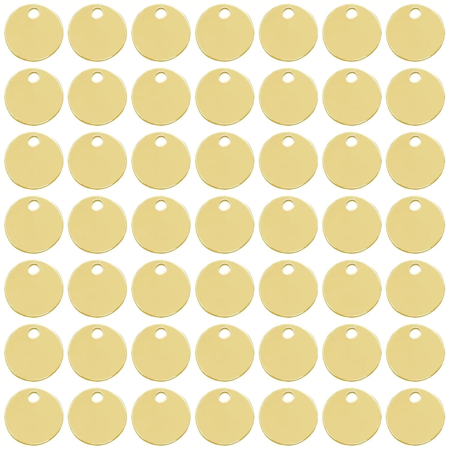 Shapenty 10mm Round Stainless Steel Stamping Tag Pendants, 50PCS | DIY Jewelry Making Charms — Gold / 8MM
