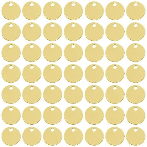 Shapenty 8mm Gold Round Stainless Steel Stamping Charms (50PCS) | Jewelry Making Supplies thumbnail 1