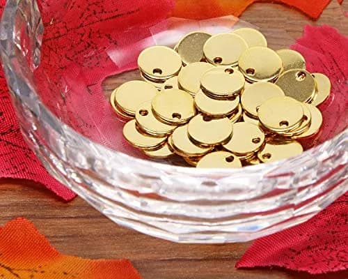Shapenty 8mm Gold Round Stainless Steel Stamping Charms (50PCS) | Jewelry Making Supplies thumbnail 4