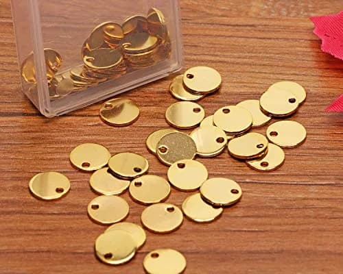 Shapenty 8mm Gold Round Stainless Steel Stamping Charms (50PCS) | Jewelry Making Supplies thumbnail 3