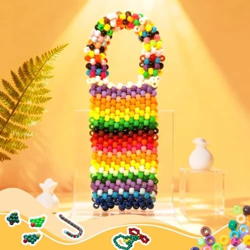 Simetufy Pony Beads 3600Pcs Rainbow Plastic Beads | Assorted Colors for DIY Crafts thumbnail 5