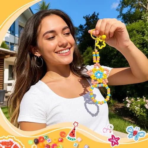 Simetufy Pony Beads 3600Pcs Rainbow Plastic Beads | Assorted Colors for DIY Crafts thumbnail 6