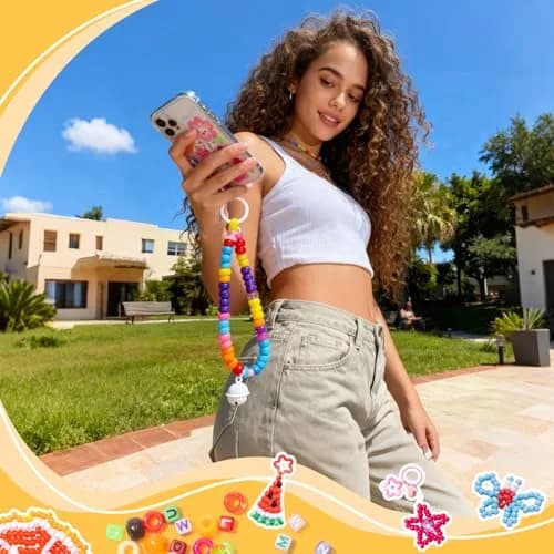 Simetufy Pony Beads 3600Pcs Rainbow Plastic Beads | Assorted Colors for DIY Crafts thumbnail 7