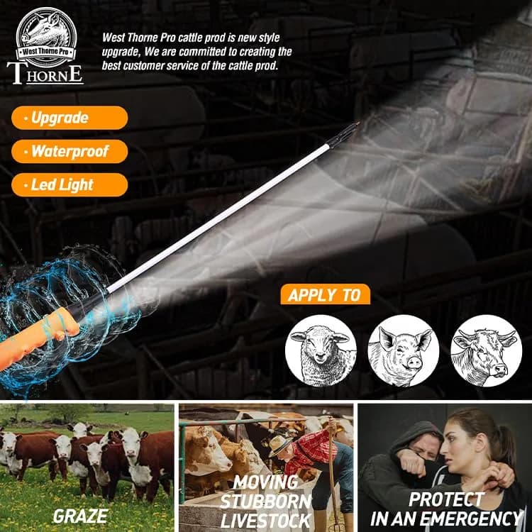 West Thorne Pro Cattle Prod 109.98 cm (43.3 inches) with LED Light | Efficient Livestock Handling thumbnail 8