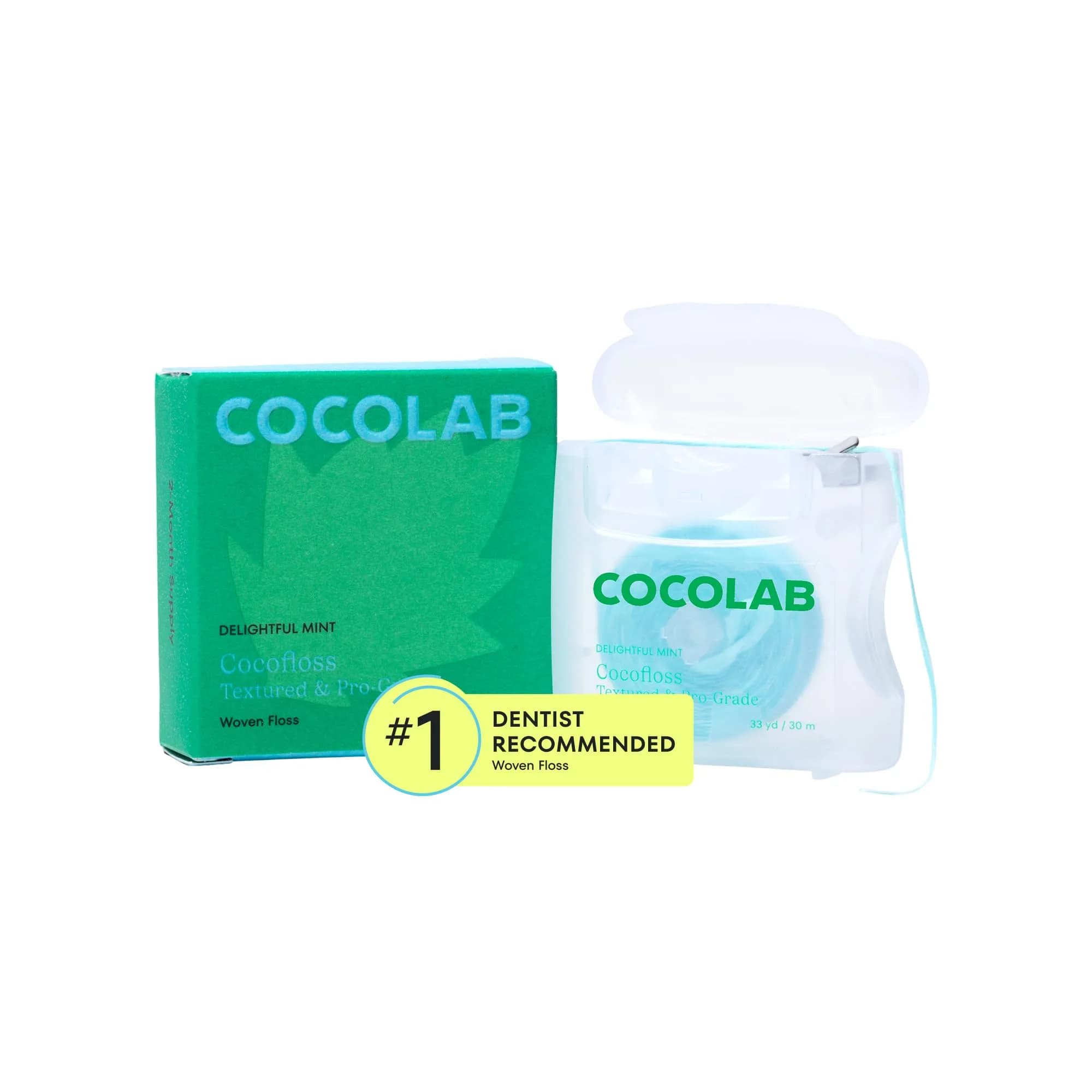 Cocofloss Expanding Woven Dental Floss Mint 33 Yd (99 Ft) | Dentist-Designed Plaque Removal - main product image