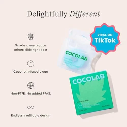 Cocofloss Expanding Woven Dental Floss Mint 33 Yd (99 Ft) | Dentist-Designed Plaque Removal thumbnail 2