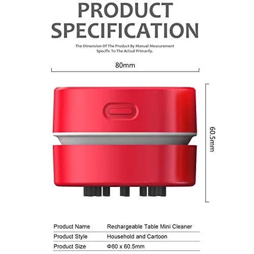 ODISTAR Mini Desktop Vacuum Cleaner Red Charging | Cordless 400 Min Runtime thumbnail 2