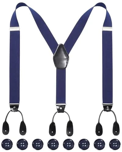 Kajeer Men Button Suspender Adjustable Y-Back Elastic Tuxedo Heavy Duty Suspender | Stylish & Durable thumbnail 1