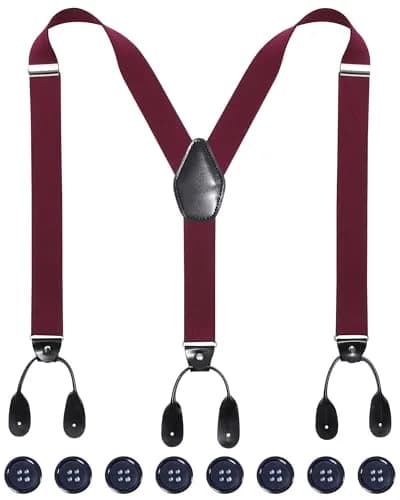 Kajeer Men's Y-Back Elastic Button Suspenders with Leather Ends, Adjustable 110cm (43") | Tuxedo & Casual Wear thumbnail 1