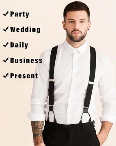 Kajeer Men's Y-Back Elastic Button Suspenders with Leather Ends, Adjustable 110cm (43") | Tuxedo & Casual Wear thumbnail 5