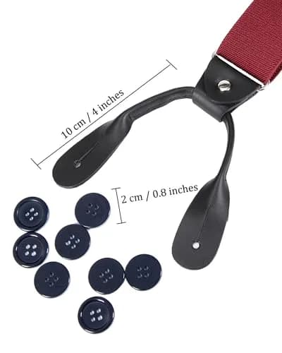 Kajeer Men's Y-Back Elastic Button Suspenders with Leather Ends, Adjustable 110cm (43") | Tuxedo & Casual Wear thumbnail 3