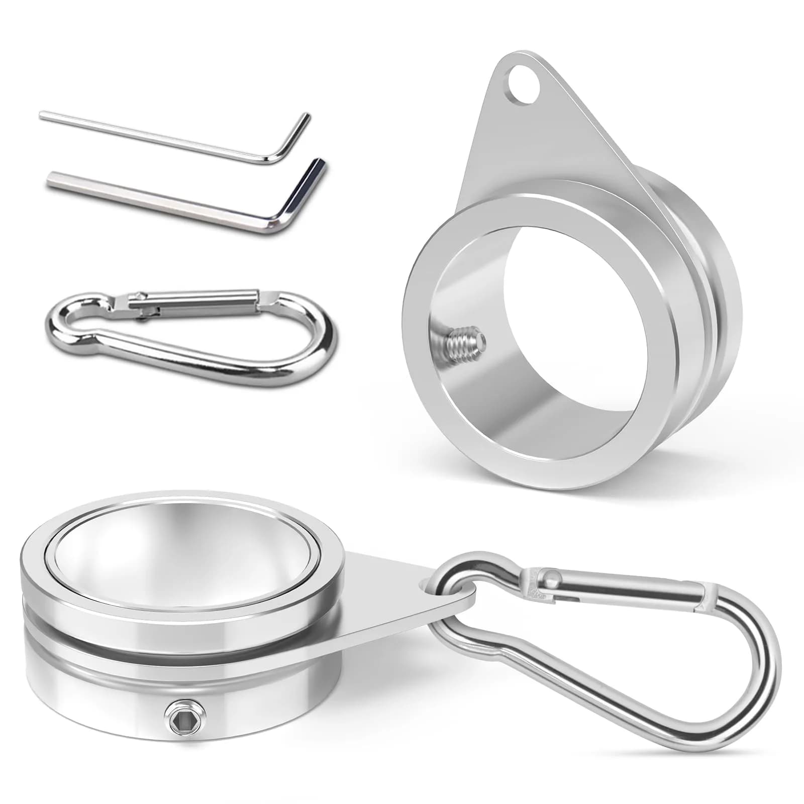 Loretoy 2 Pack Aluminum Alloy Flag Pole Rings 1.27 cm (1.25 Inch) | 360 Degree Rotating Anti-Wrap Design - main product image