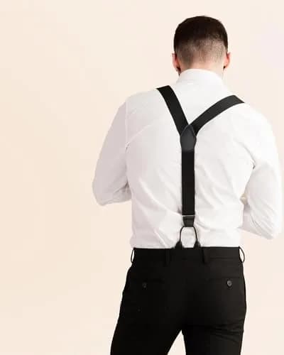 Kajeer Men's Y-Back Button Suspenders - Adjustable Elastic Tuxedo Suspenders (Dark Gray) thumbnail 6
